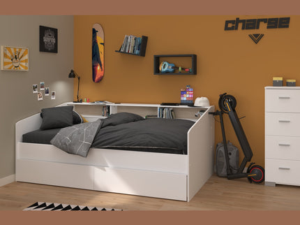 Parisot Kinderzimmer-Set Sleep 45 – 3-tlg. Stauraumbett, Bettschubkästen & Kommode - Weiß/Eiche