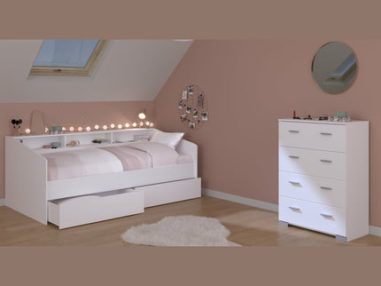 Parisot Kinderzimmer-Set Sleep 45 – 3-tlg. Stauraumbett, Bettschubkästen & Kommode - Weiß/Eiche