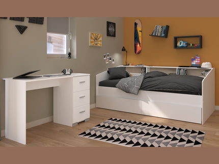 Parisot Kinderzimmer-Set Sleep 46 – 3-tlg. Stauraumbett, Bettschubkästen & Schreibtisch, Weiß/Eiche