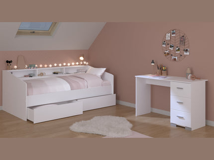 Parisot Kinderzimmer-Set Sleep 46 – 3-tlg. Stauraumbett, Bettschubkästen & Schreibtisch, Weiß/Eiche