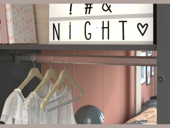 Parisot Stim 2 Etagenbett mit Schrank & Schubkasten - 90x200 – Eiche Jackson/Grau #