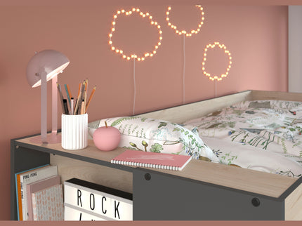 Parisot Stim 2 Etagenbett mit Schrank & Schubkasten - 90x200 – Eiche Jackson/Grau #