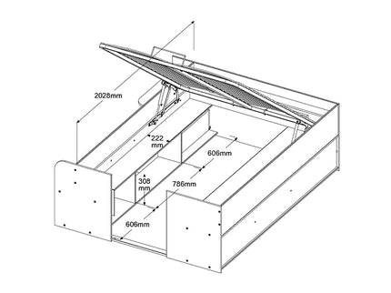 Parisot Stauraumbett Travel 1 - 140x200 – Stauraumbett in Eiche/Schwarz