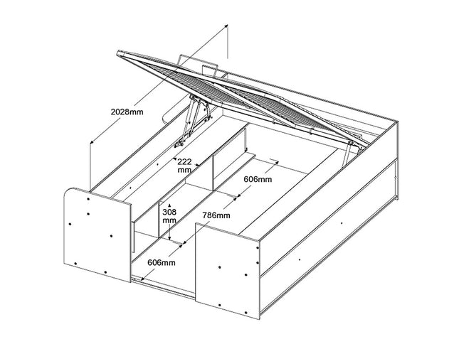 Parisot Travel 1 Halbhohes Hochbett 140x200 – Stauraumbett in Eiche/Schwarz